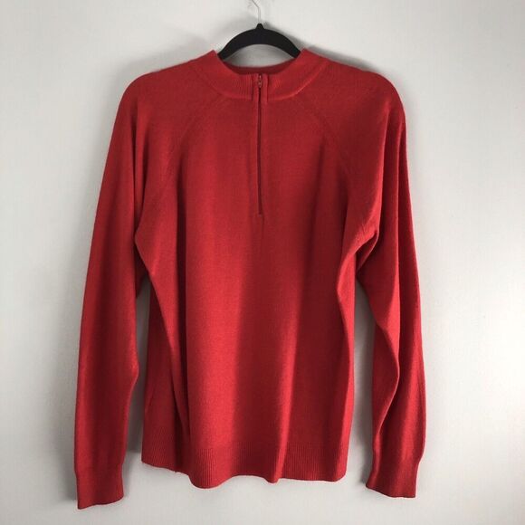 Designers Originals Womens‎ Size Large 40 Sweater Cherry Red Mock Neck 1/4 Zip - Picture 10 of 14